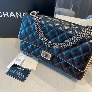 Chanel 2.55 Double Flap Bag with beige trimming